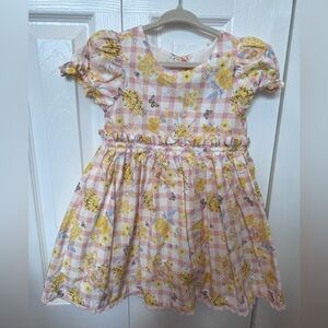 Haute Hippie Pink Gingham Dress with Yellow Floral Print